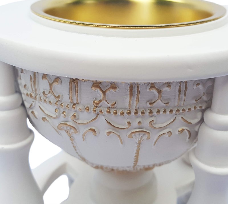 AM Charcoal Incense Burner - Bakhoor Burner, Oud Frankincense Resin Burner for Office & Home Decor - Lavish 4 Pillar (White) - Image 5